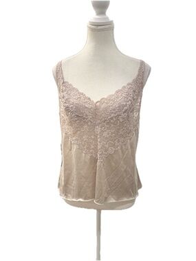 Vassarette Vintage Satin Lace V Neckline Camisole Size Large